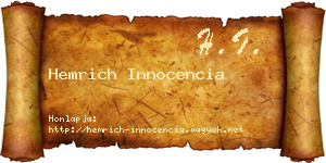Hemrich Innocencia névjegykártya
